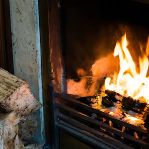 木柴在壁炉里燃烧。