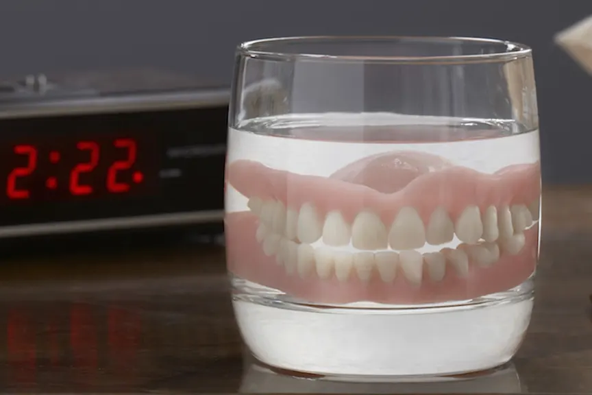 假牙在玻璃