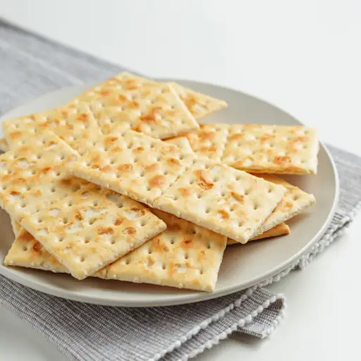 撒盐饼干放在盘子里