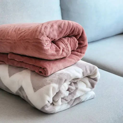 folded blankets on couch