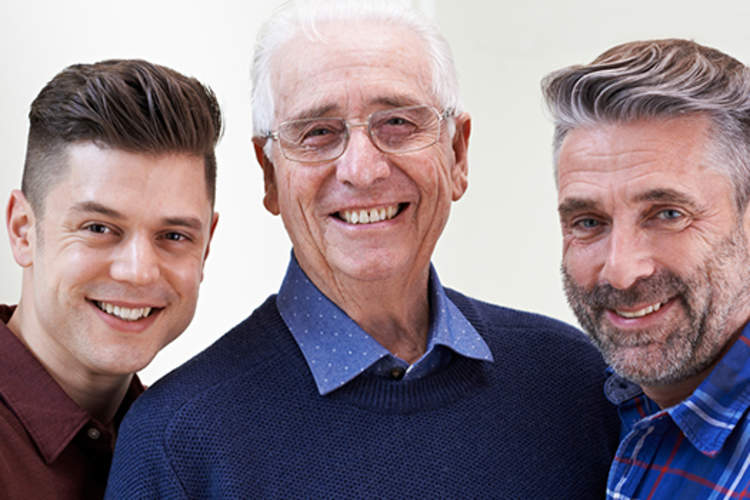 Three generations of men portrait.