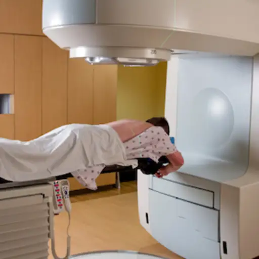 Patient undergoing radiation therapy.
