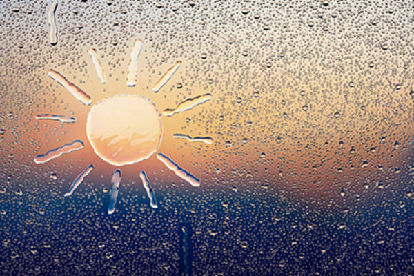 雨和太阳的天气变化。