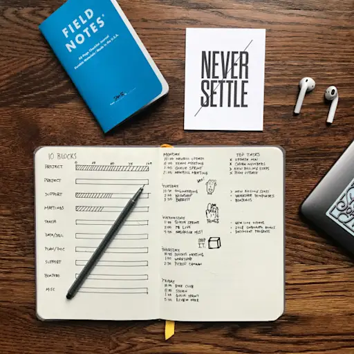 有图表和计划的笔记本