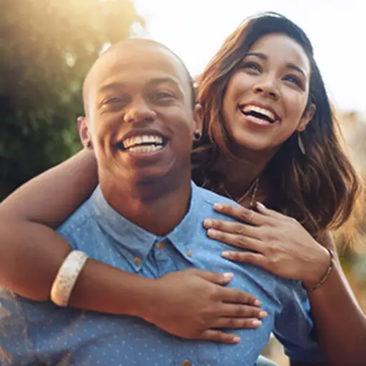 Smiling couple in love.
