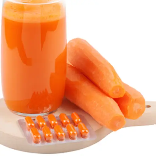 β胡萝卜素补充剂，胡萝卜和胡萝卜汁。