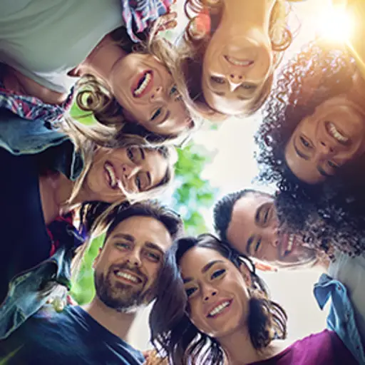Happy circle of friends.