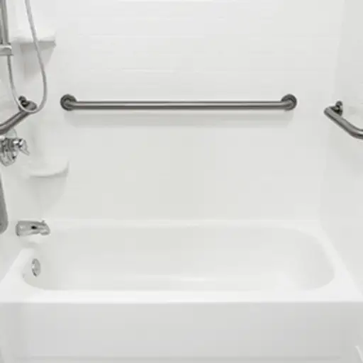 Shower with handrails.