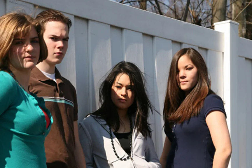 Tough looking group of teens.