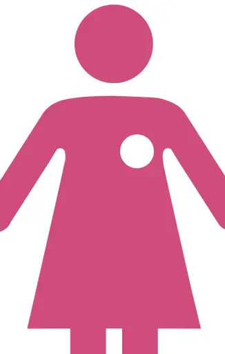一个妇女的图标有一个洞的在乳房的区域。