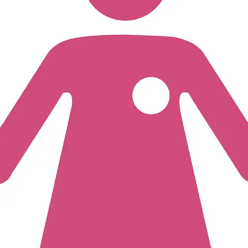 一个妇女的图标有一个洞的在乳房的区域。