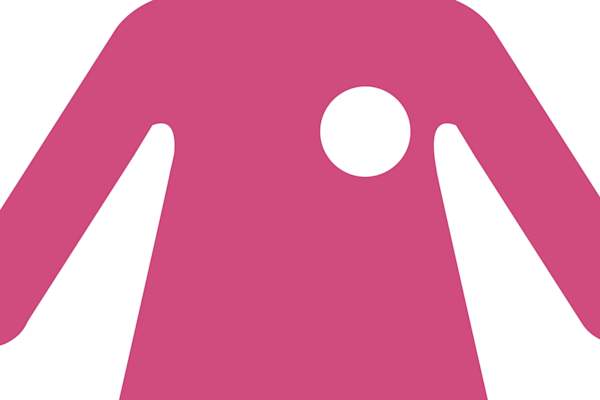 女人的图标,在乳房区域的孔。