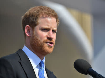 2018年5月22日，在英国伦敦白金汉宫举行的威尔士亲王70岁生日赞助庆典上，苏塞克斯公爵哈里王子发表讲话。