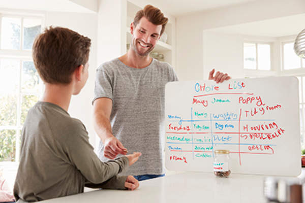 父亲用一件苦差事白板。