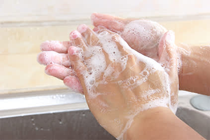 洗刷用肥皂和水洗手。