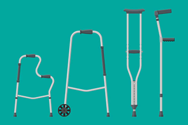 不同类型的助行器。