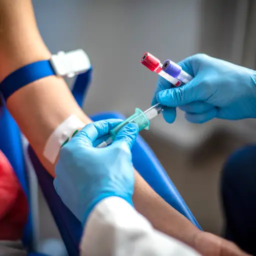 获得血液测试的少妇