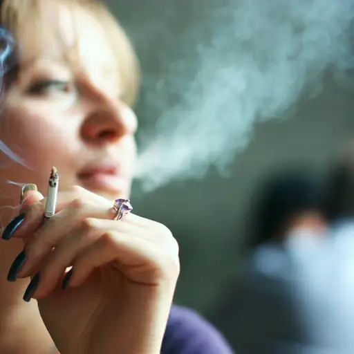 年轻女子抽烟香烟