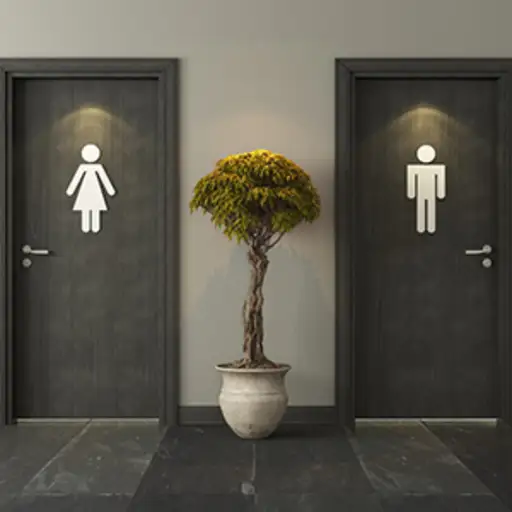 男性和女性的黑厕房子门