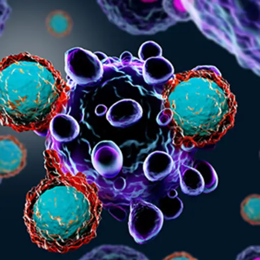免疫细胞攻击癌细胞。