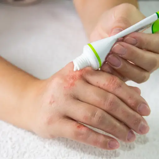 person applying cream to joint lesions