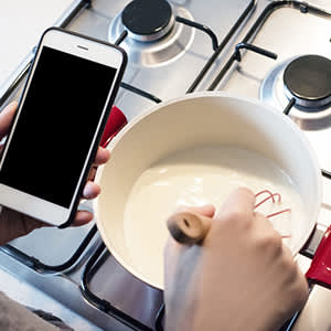 智能手机食谱烹饪。
