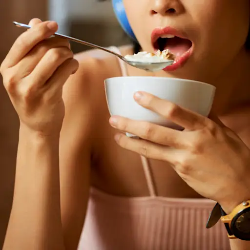 女人吃麦片