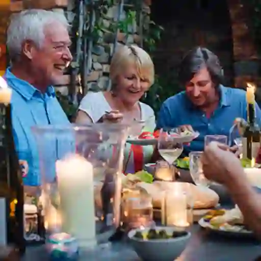 eating relaxing dinner image