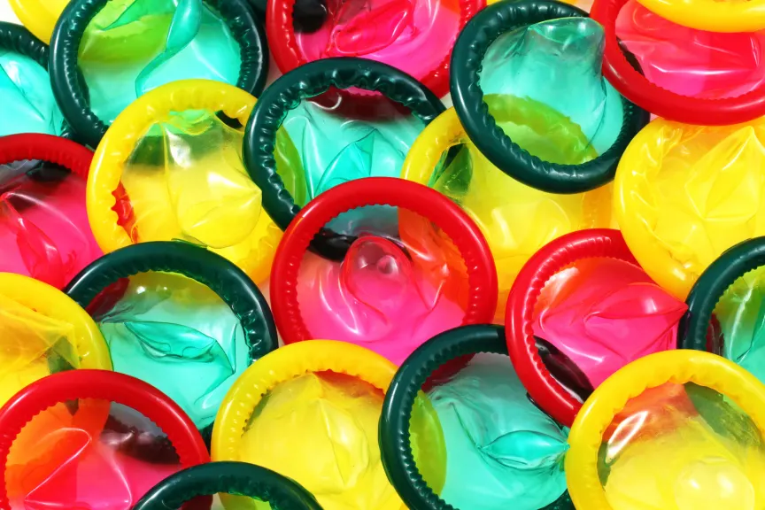 condoms colorful