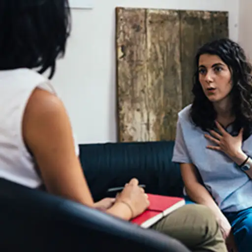 女人和心理医生交谈。