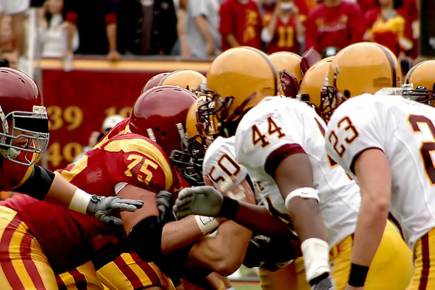 football players helmet to helmet