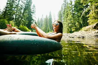 Woman in an inner tube