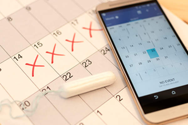 日历和电话月经周期跟踪。