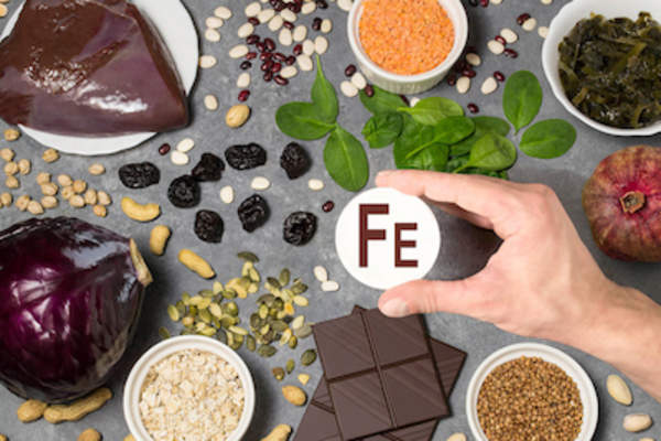 富含铁的食物。