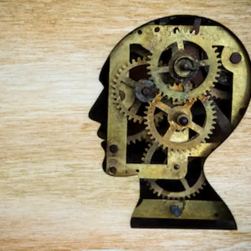 认知障碍概念，用生锈的金属齿轮制作的大脑模型。