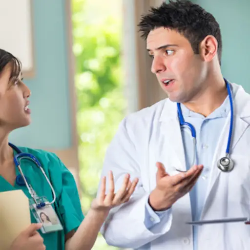 医生讨论病人护理。