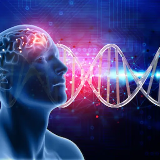 Genetics and human brain concept.