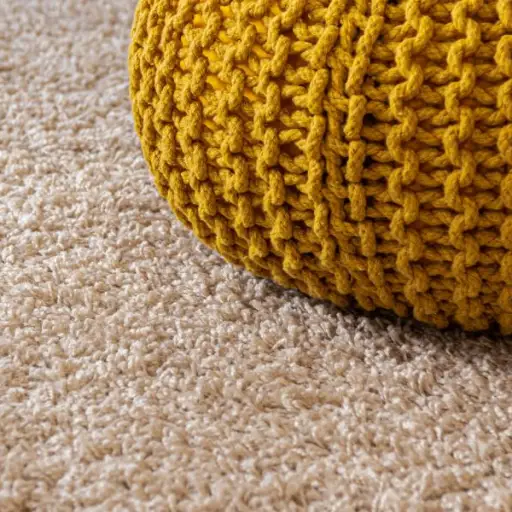 在地毯上的针织黄色座椅