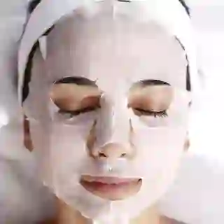 Woman with facial mask on
