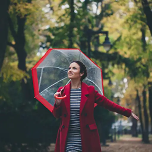 雨中行走的女人。