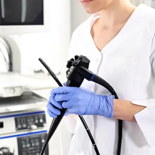 Doctor performing colonoscopy.