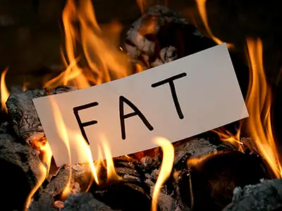 烧掉一张写着“脂肪”的纸。