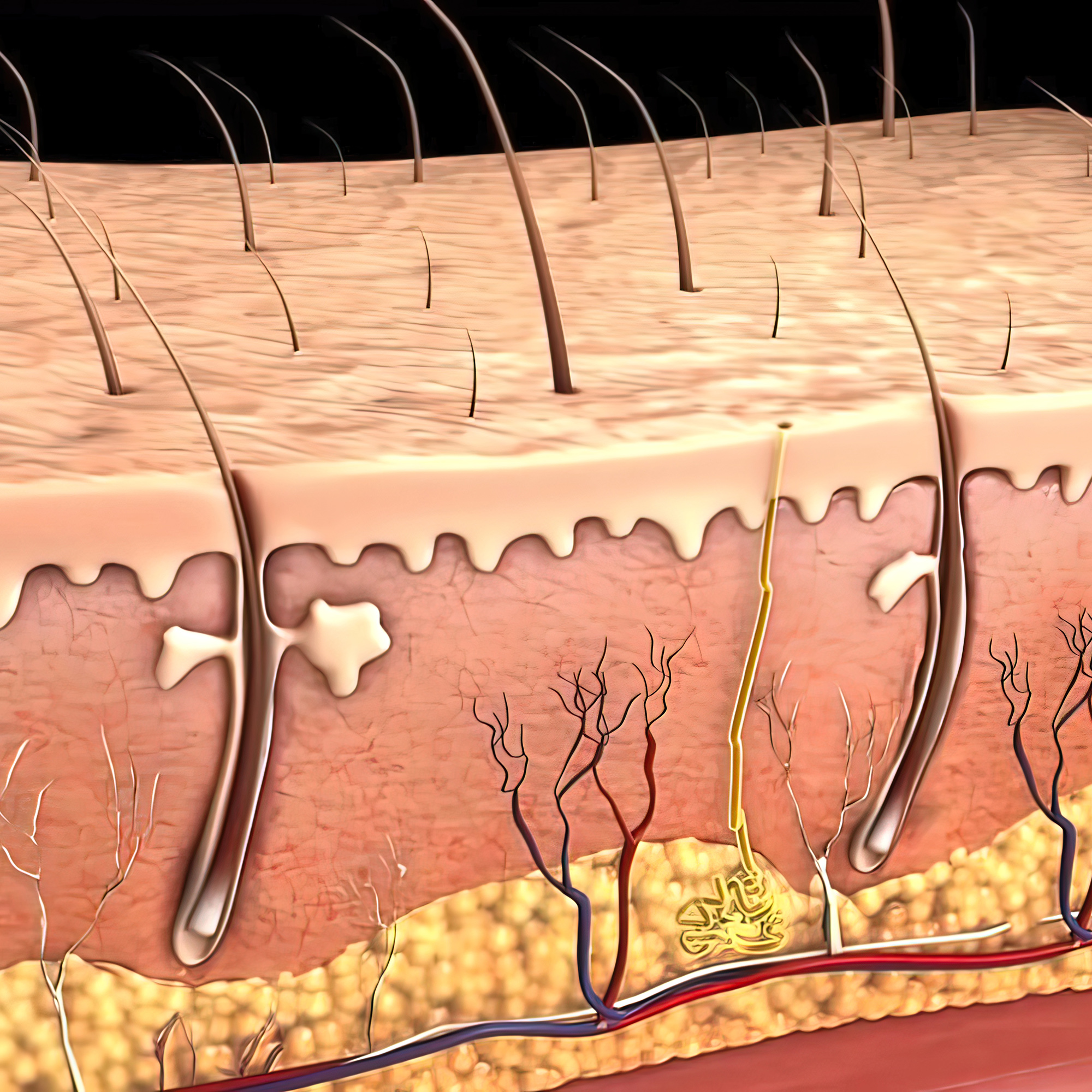 皮肤解剖结构图