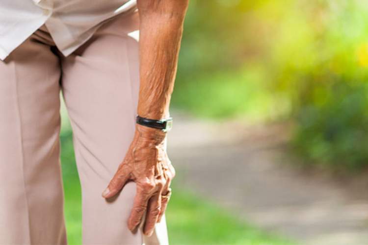 患有膝关节骨性关节炎的老年妇女。