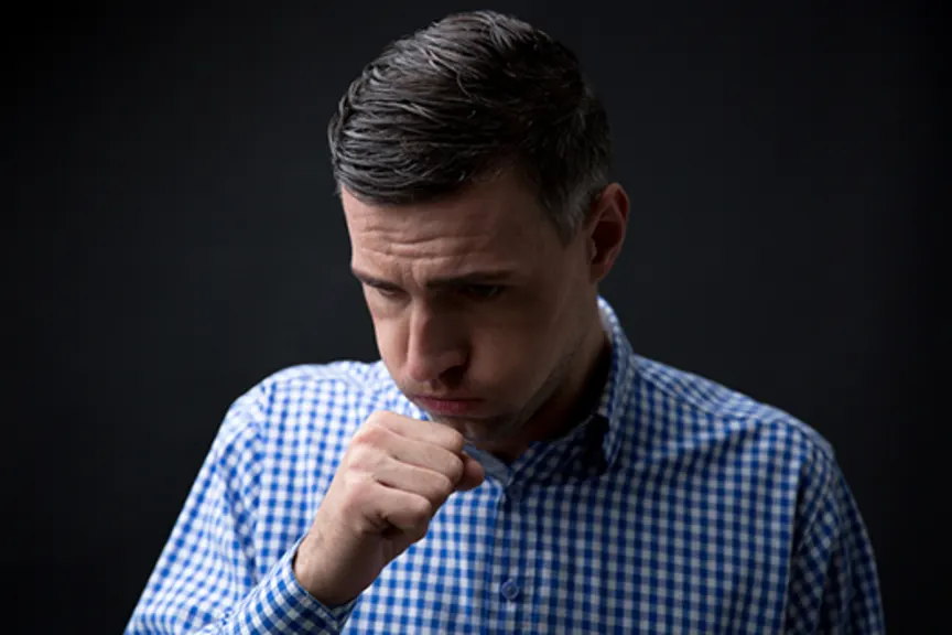 man coughing image