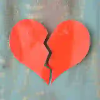 Broken paper heart.