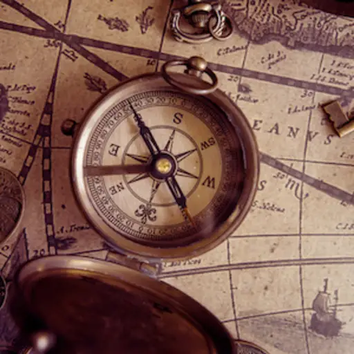 指南针在地图，航海概念。
