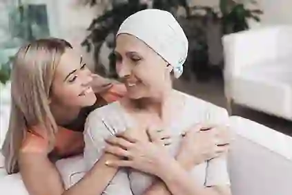 Daughter and mother with leukemia.