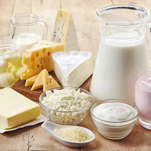 新鲜乳制品，牛奶，奶酪，黄油和酸奶。