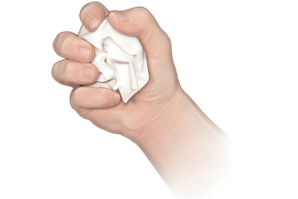 把手纸折皱成球